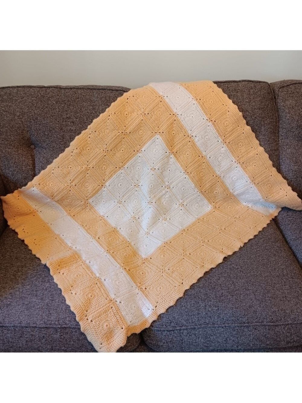 Vintage Handmade Crochet Throw Blanket